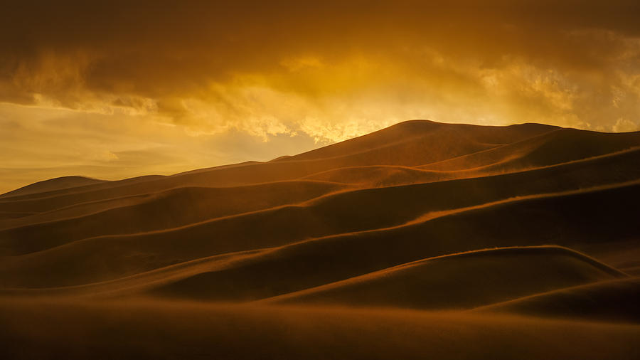 Sunset In Sand Storm Photograph by John Fan