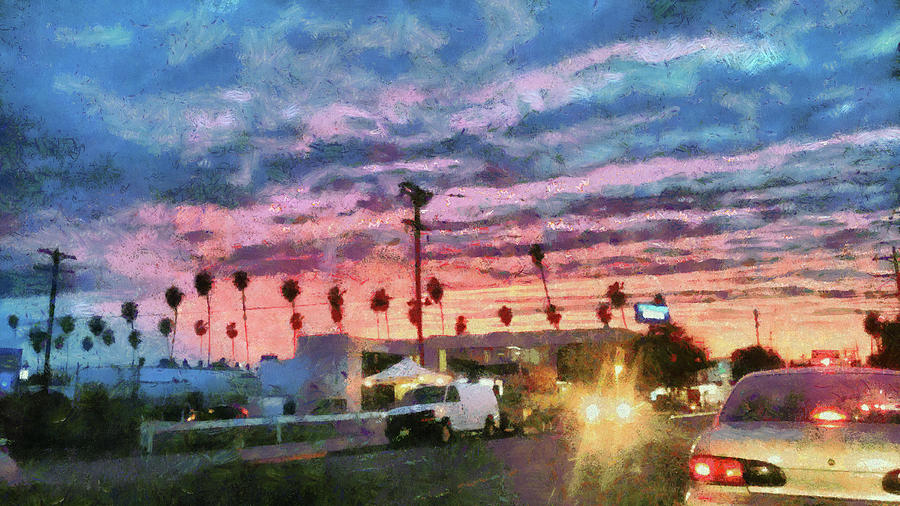 Sunset in Santa Monica Digital Art by Bernie Sirelson