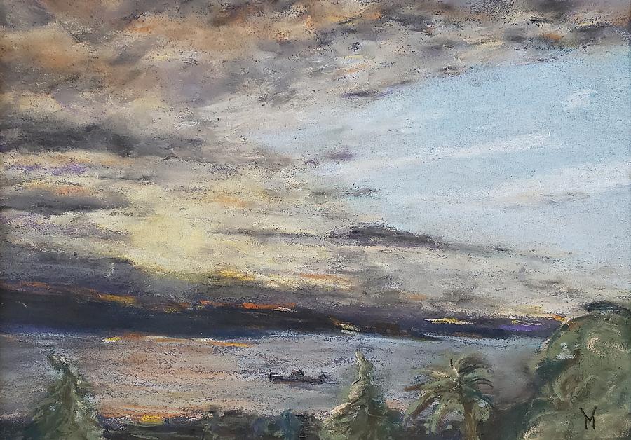 Sunset in Seattle Pastel by Maria Langgle
