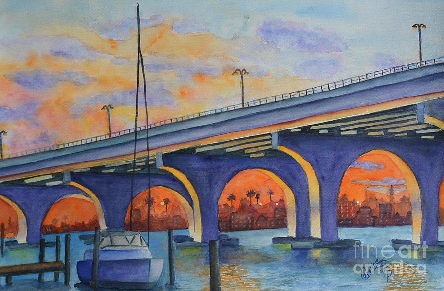 Sunset in St. Pete  Painting by Caroline Harris