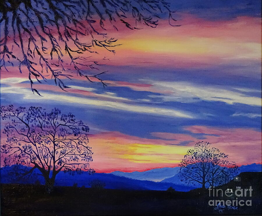 Sunset in the Country Painting by Lisa Rose Musselwhite