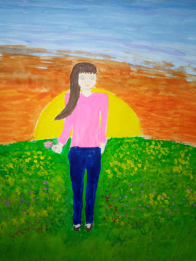 Sunset In The Garden Painting