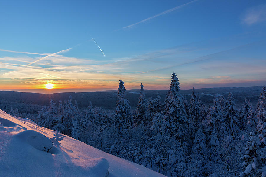 sunset in the Harz National Park, Germany Photograph