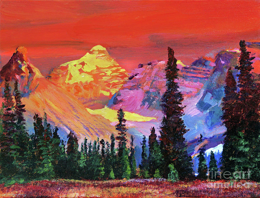 Sunset In The Rocky Mountains Painting By David Lloyd Glover