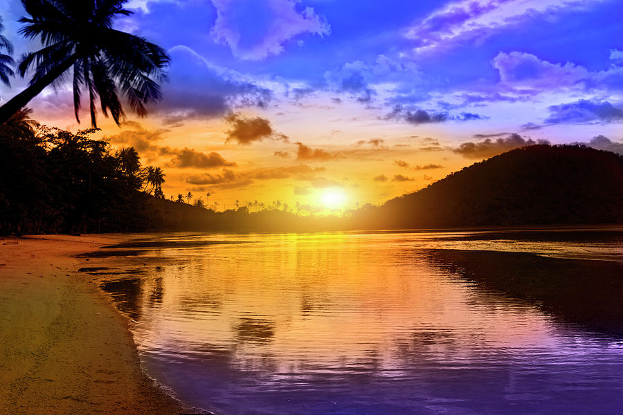 Sunset In Tropical Paradise Photograph by Vladgans