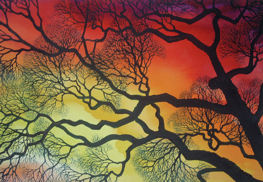 Sunset Lace Painting by Helen Klebesadel