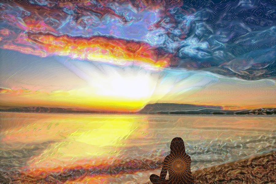 Sunset Meditation Digital Art by Alex Mir Sunset Meditation Digital Art by Alex Mir
