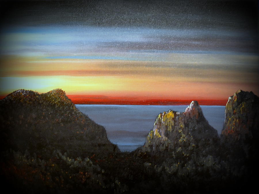 Sunset Mountain Painting by Martin Schmidt