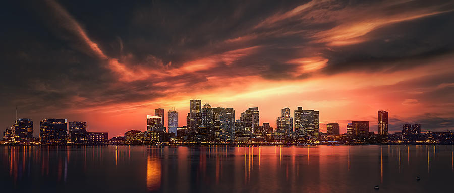 Sunset Of Boston Photograph by Can Pu