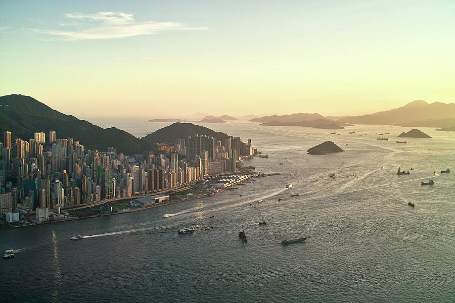Architecture Photograph - Sunset Of Hong Kong Victoria Harbor by Jimmy Ll Tsang