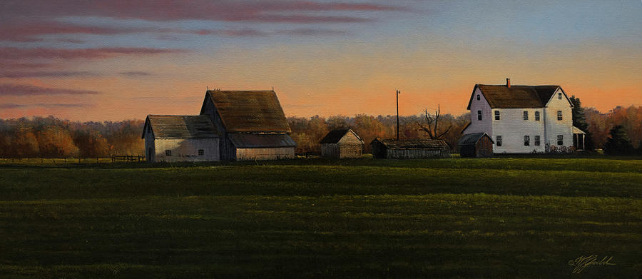 Fall Painting - Sunset On A Family Farm by Wilhelm Goebel