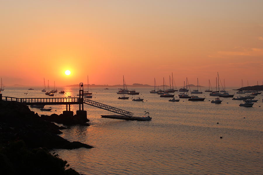 Sunset on a New England Harbor Photograph by Laura Smith