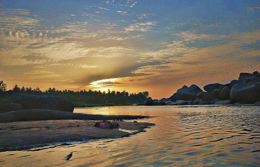 Sunset On Banks Of River Tungabhadra Photograph by Mukul Banerjee Photography