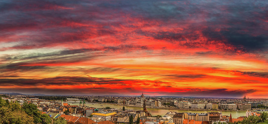 sunset on cityscape of Budapest Photograph by Vivida Photo PC