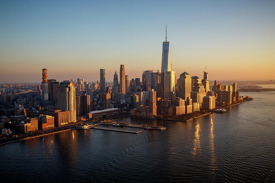 New York City Photograph - Sunset On Freedom Tower And The Financial District In New York City. by Cavan Images