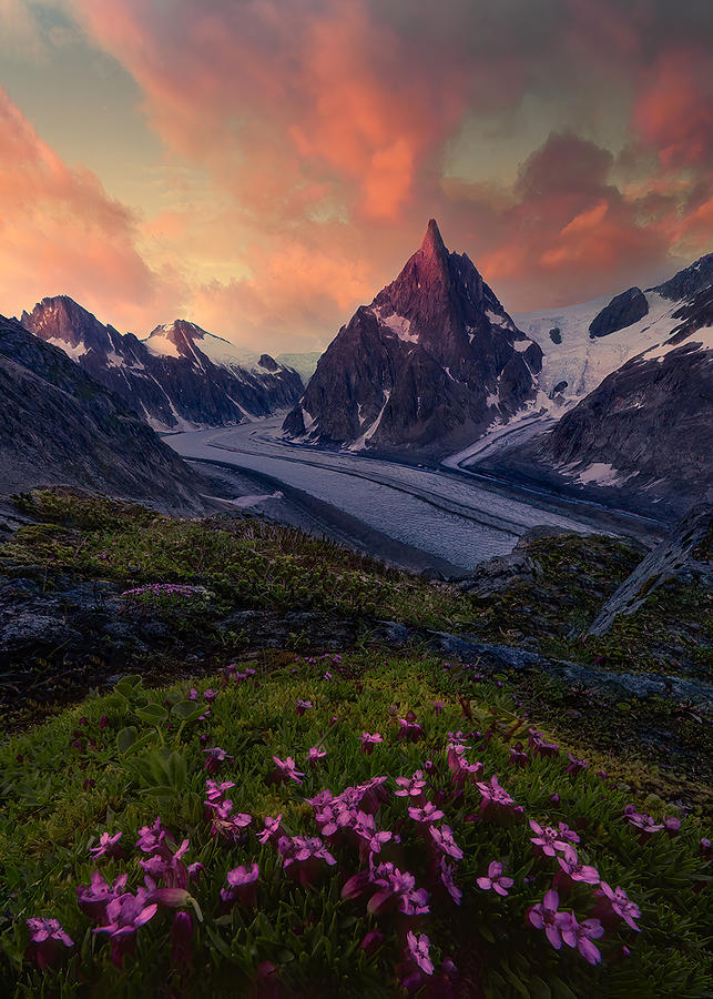 Sunset Photograph - Sunset On Glacier by Leah Xu