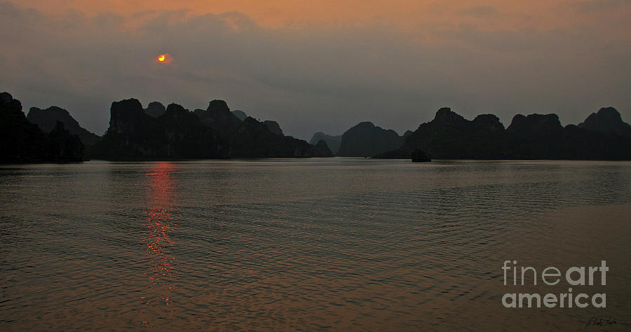 Sunset On Hu Long Bay-Signed-#0705 Photograph by J L Woody Wooden