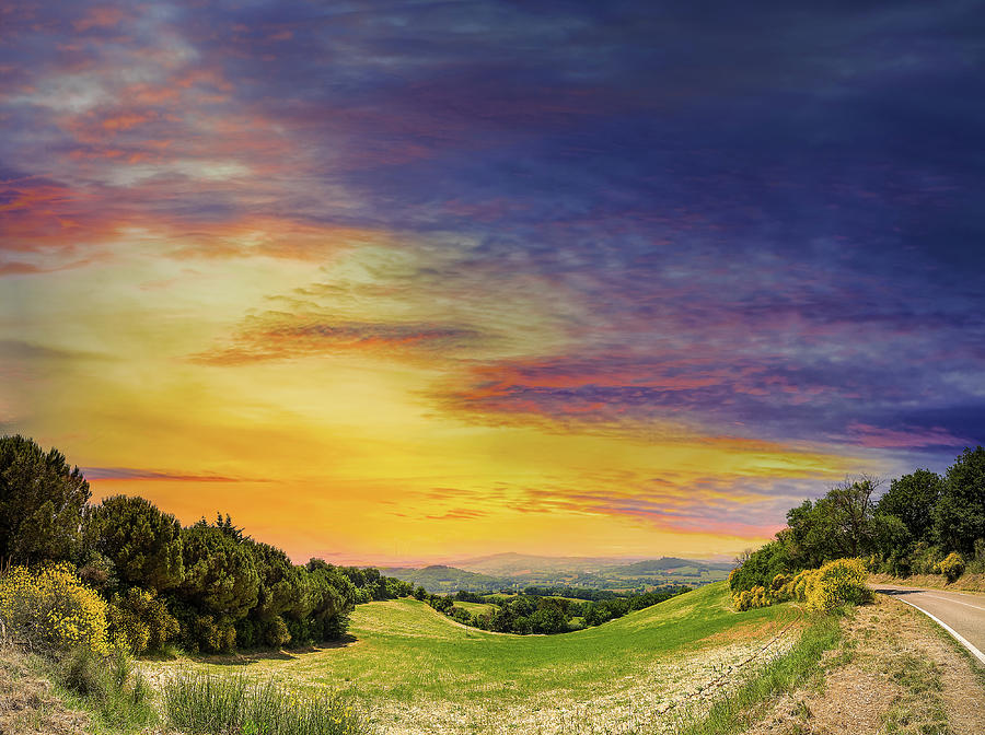 sunset  on Italian countryside Photograph by Vivida Photo PC