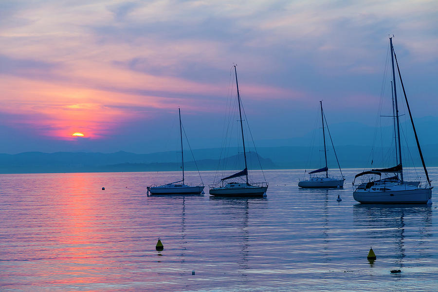 Sunset On Lake Garda, Italy Photograph by Oriredmouse