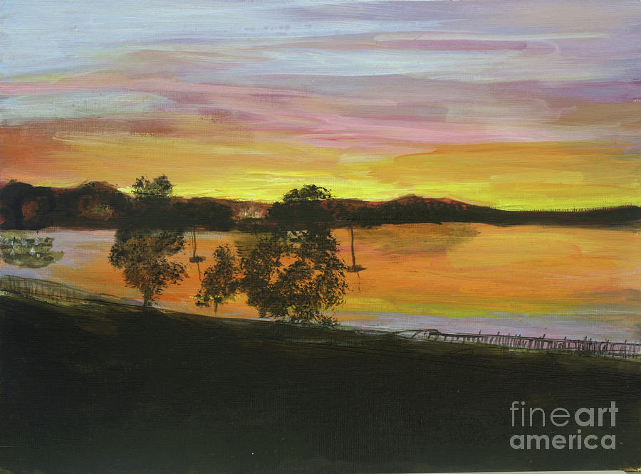 Sunset on Lake Memphremagog in Newport Painting by Donna Walsh