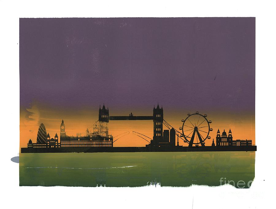 Sunset On London, 2015 Screenprint On Paper Painting by Francois Domain
