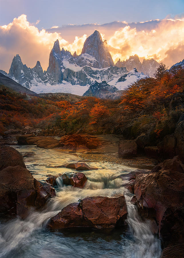 Sunset Photograph - Sunset On Mount Fitz Roy by Leah Xu