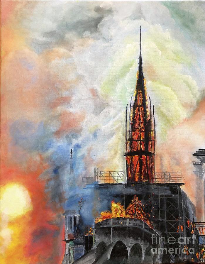 Sunset on Notre Dame Painting by Kate Conaboy