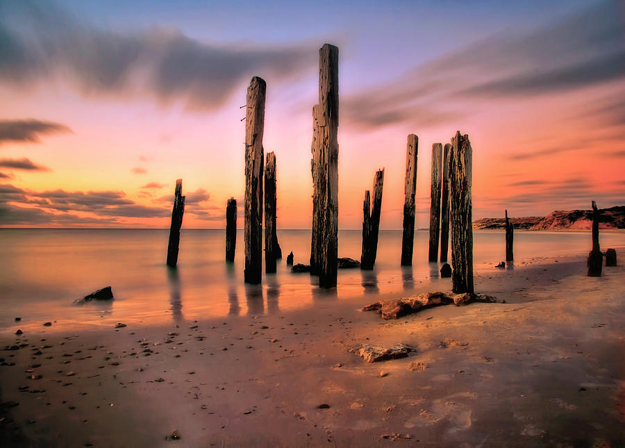 Sunset On Pier Ruins Photograph by Photo Art By Mandy