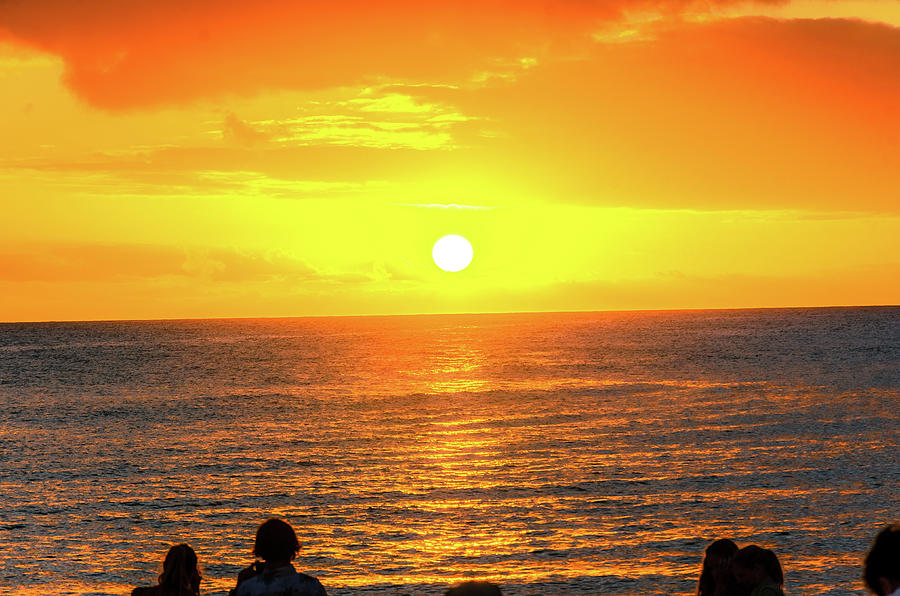 Sunset on Poipu Beach on New Years Eve Photograph by Rebecca Elmore