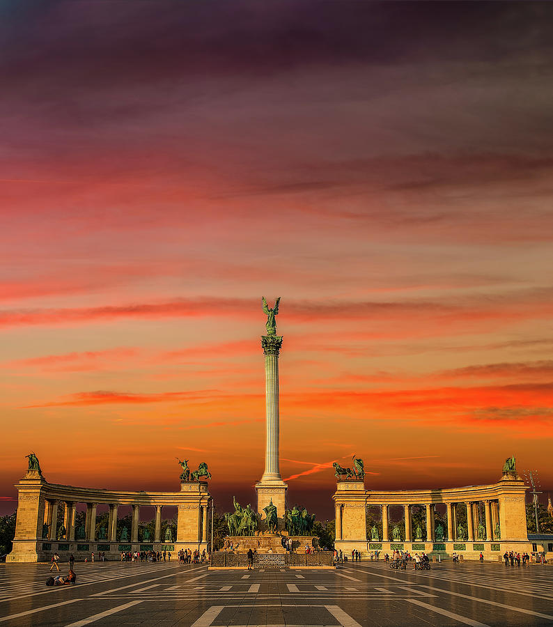sunset on square in Budapest Photograph by Vivida Photo PC