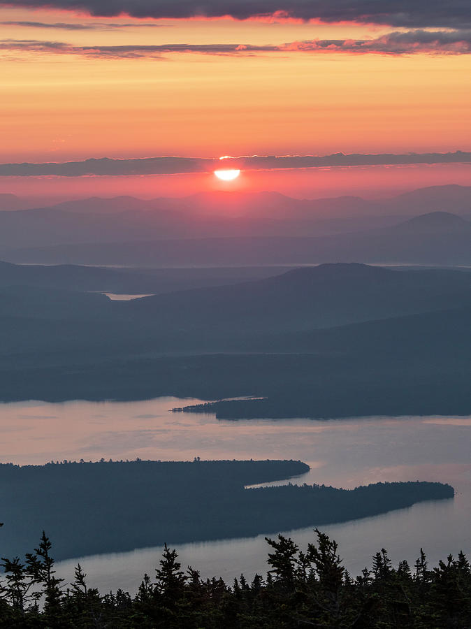 Nature Photograph - Sunset On The Appalachian Trai Over The Lakes And Mountains Of Maine by Cavan Images