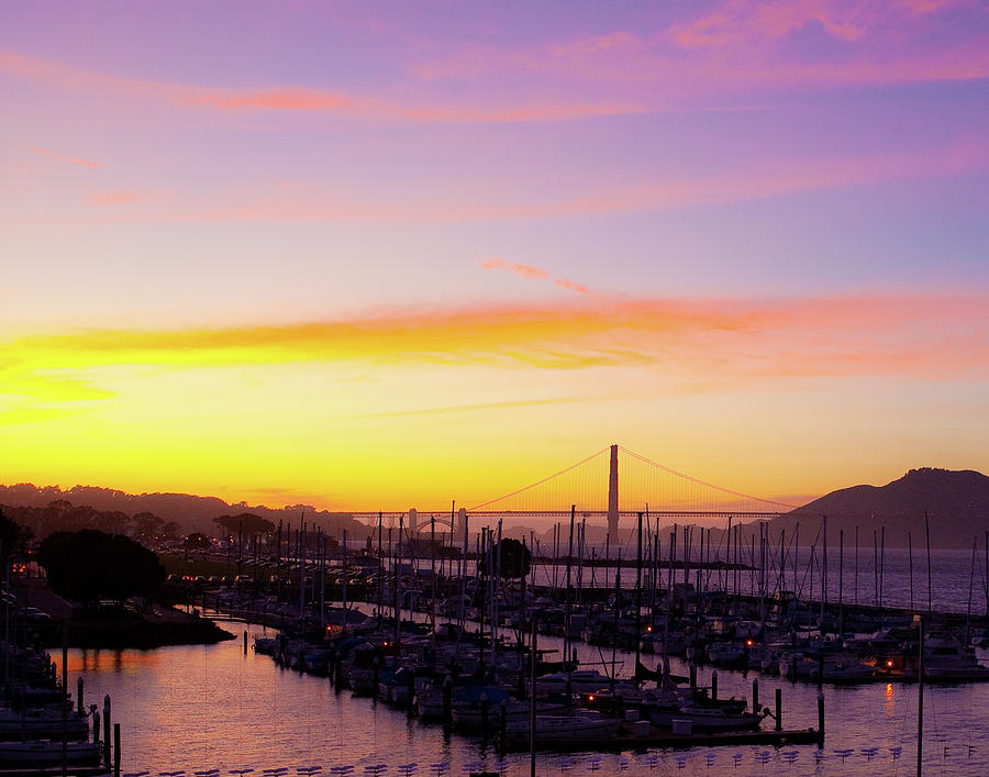 sunset on the bay at fort mason with view of golden gate bridge by Kim Vermaat sunset on the bay at fort mason with view of golden gate bridge by Kim Vermaat