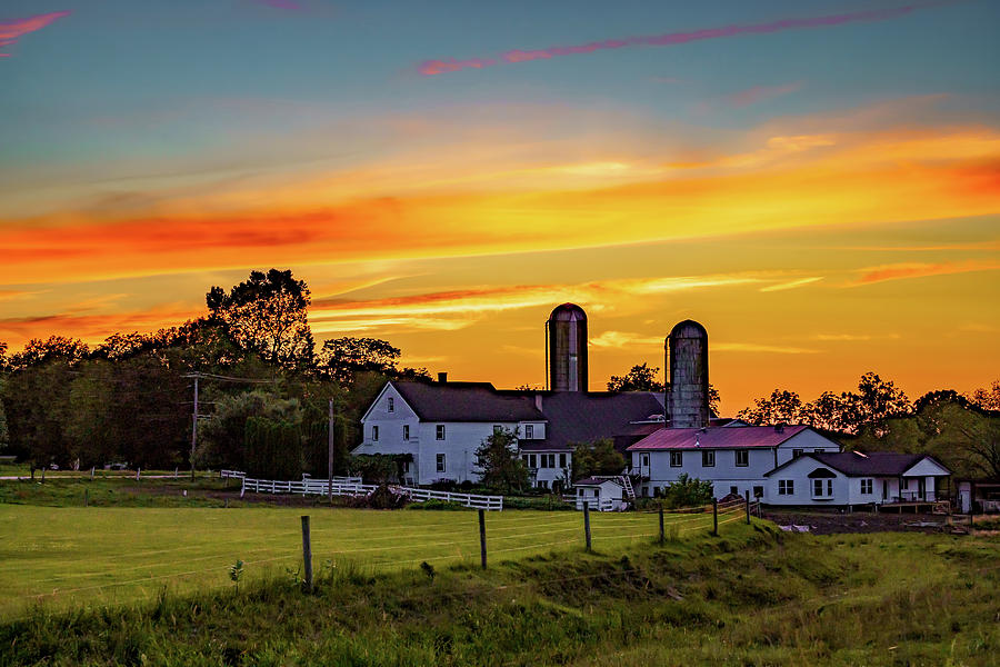Sunset on the farm Photograph by Roni Chastain