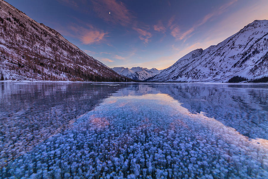 Sunset On The Frozen Lake Photograph by Anton Petrus