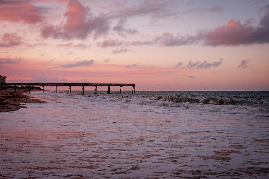 Sunset on the pier in Vero Beach Photograph by Todd Jackson