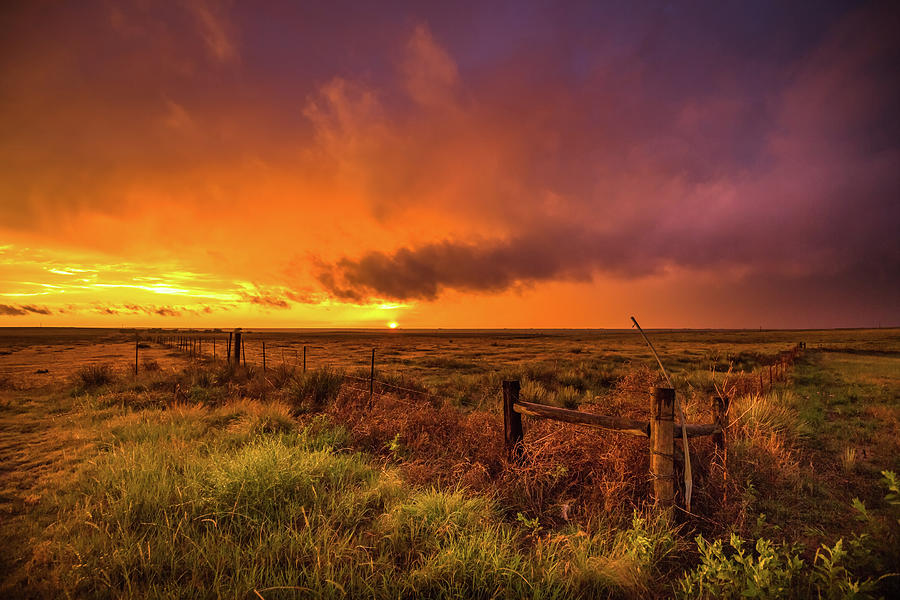 Spring Photograph - Sunset on the Plains - Scenic Sky in Oklahoma Panhandle by Southern Plains Photography