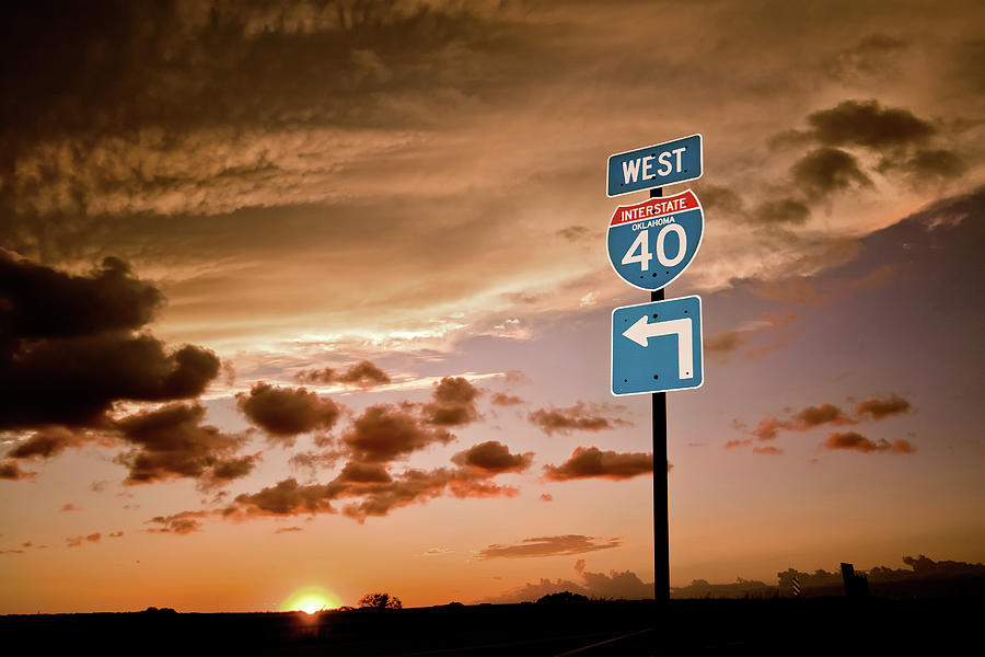 Sunset On West I-40 In Oklahoma Photograph by Beau Wade Photography