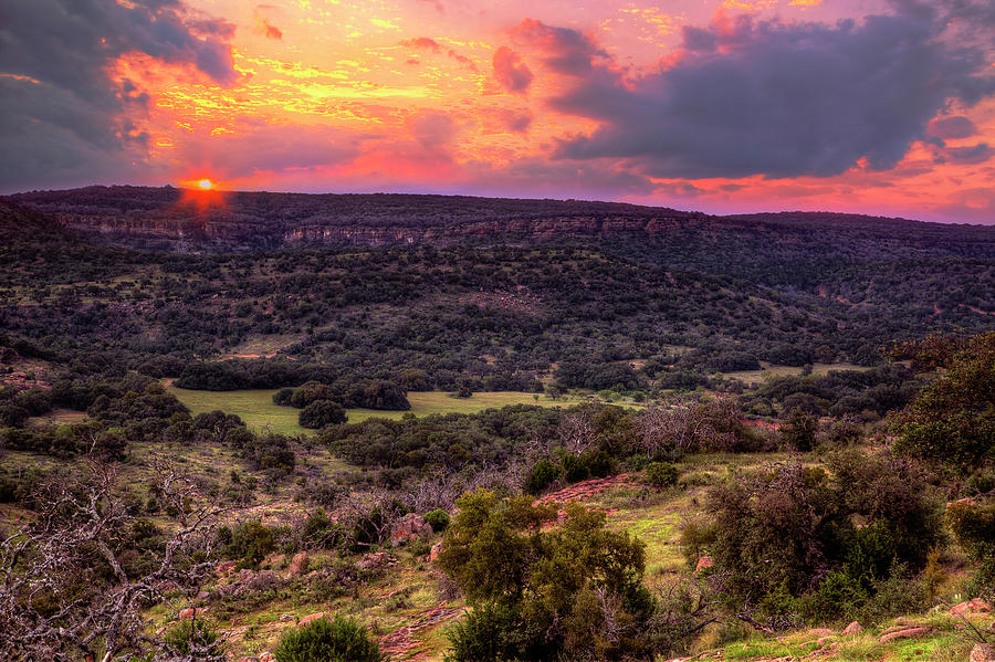 Sunset on Willow City Loop, Texas Hill Country Photograph by Paul Huchton