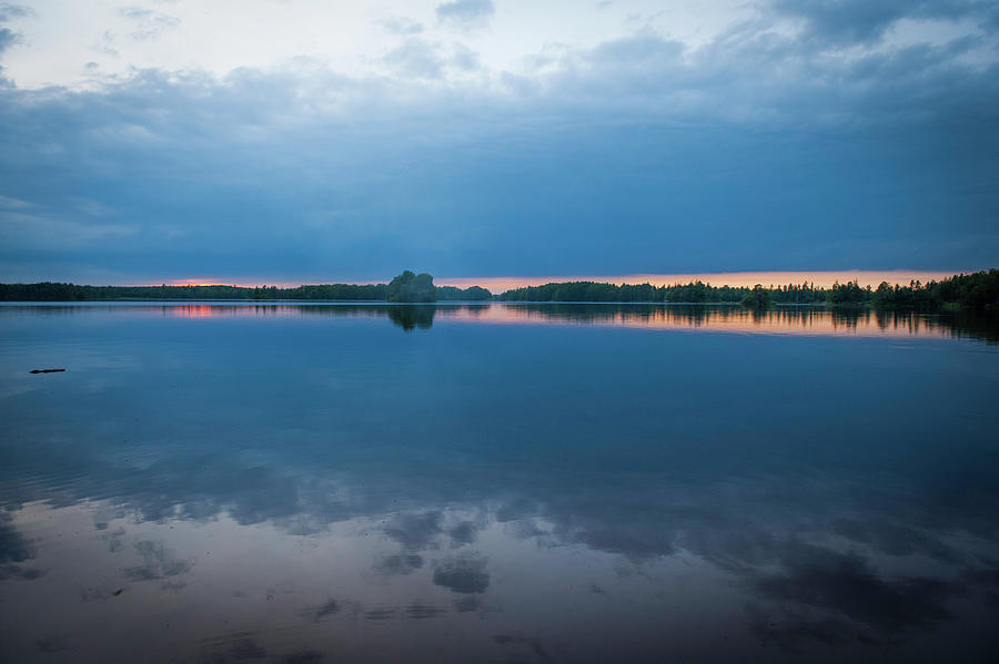 Sunset Over A Lake In Smaland, Sweden Photograph by Nicole Franke
