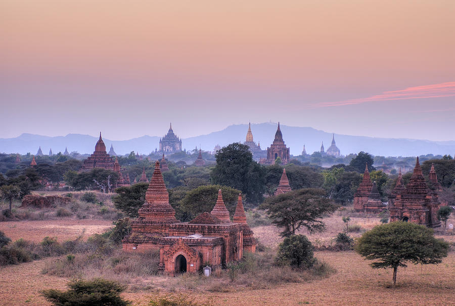 Sunset Over Bagan, Many Pagodas In Front Photograph by Juergen Ritterbach