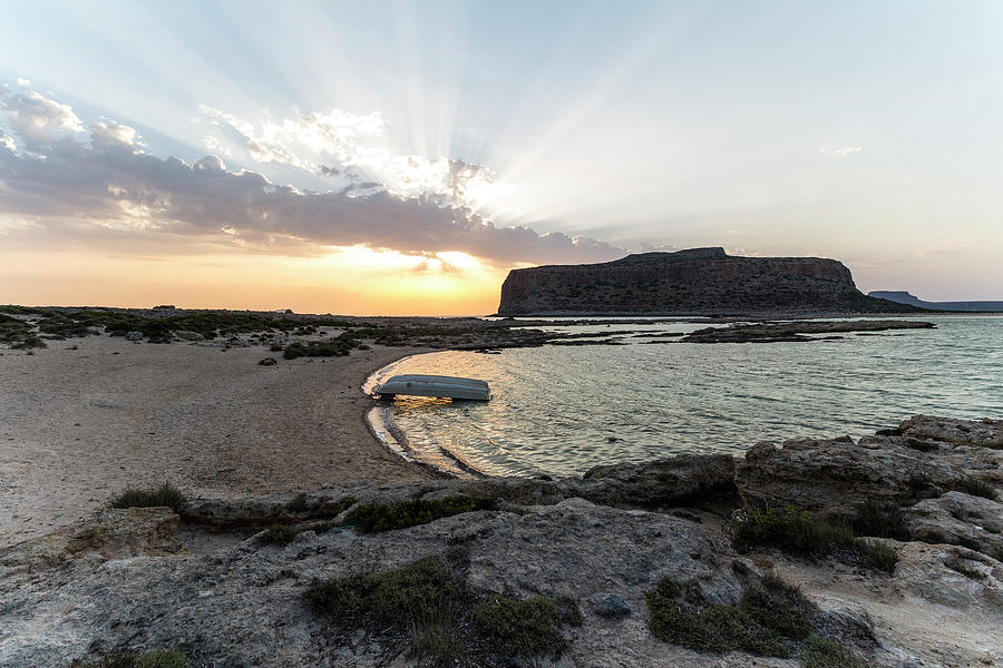Sunset Over Balos Lagoon In The Afternoon, Northwest Crete, Greece Photograph by Robin Runck