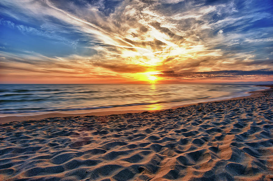 Sunset Over Beach Photograph by Sisifo73photography By Marco Romani