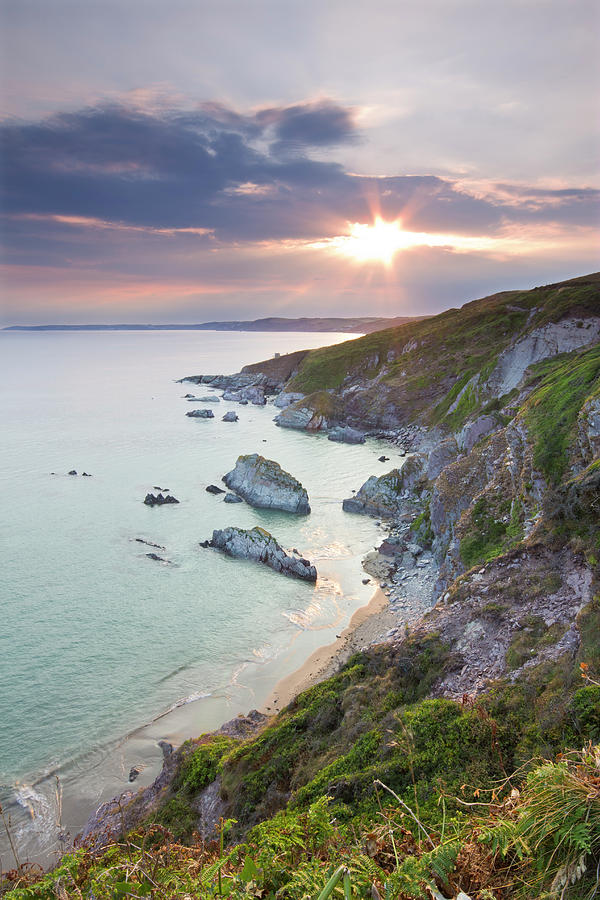 Sunset Over Freathy Beach Whitsand Bay by Marksaundersphotography.com