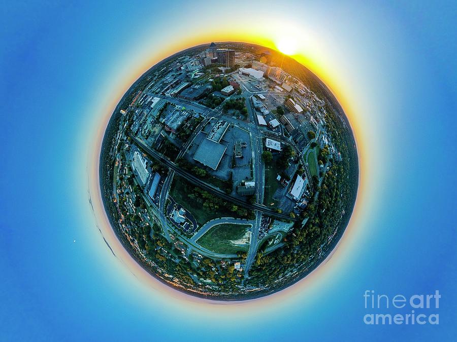 Sunset Photograph - Sunset over Greensboro TinyPlanet  by Raynor Garey