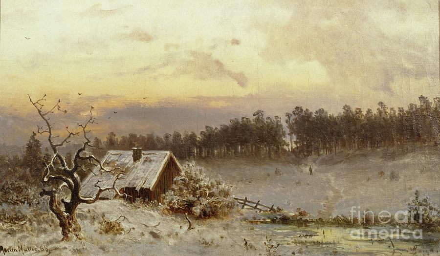Sunset Over Hegdehaugen, 1866 Painting by Morten Muller