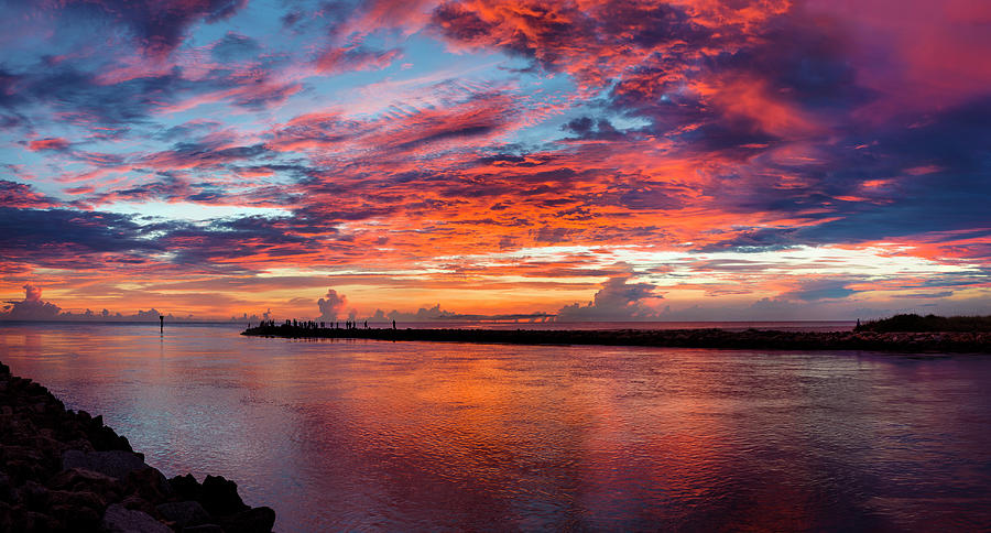 Horizontal Photograph - Sunset Over Jettys And Channel by Panoramic Images Horizontal Photograph - Sunset Over Jettys And Channel by Panoramic Images