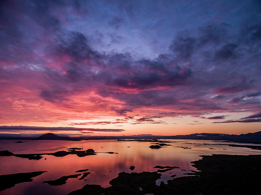 Sunset Over Lake Myvatn, Iceland Photograph by Panoramic Images - Pixels