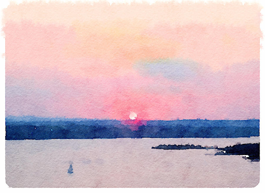 Sunset over Lake Travis Digital Art by Life Makes Art
