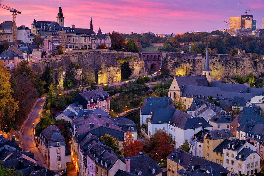 Sunset over Luxembourg City  Photograph by Fabrizio Troiani