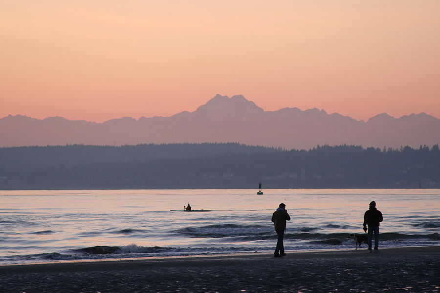 Sunset Photograph - Sunset Over Olympic Mountains In Seattle by Kyle Igarashi